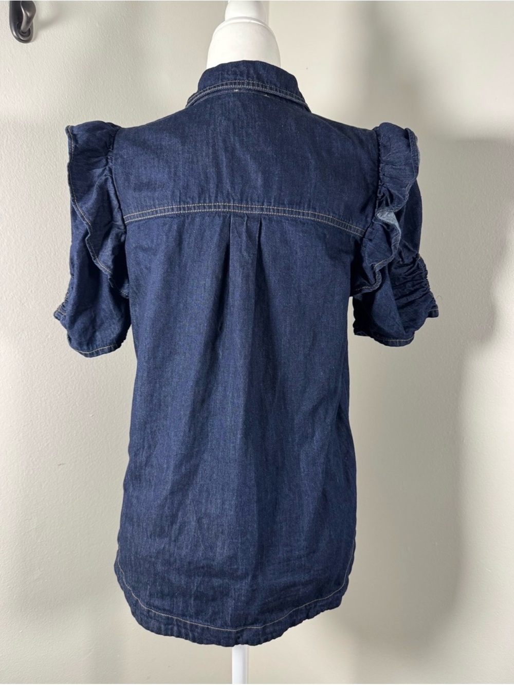 Anthropologie Pilcro Ozzi Denim Puff Sleeve Top - Picture 9 of 11